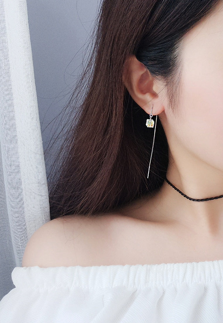 Set of 2 Pair Earrings - Sterling Silver Aurora Sugar Cube Hoop Earrings