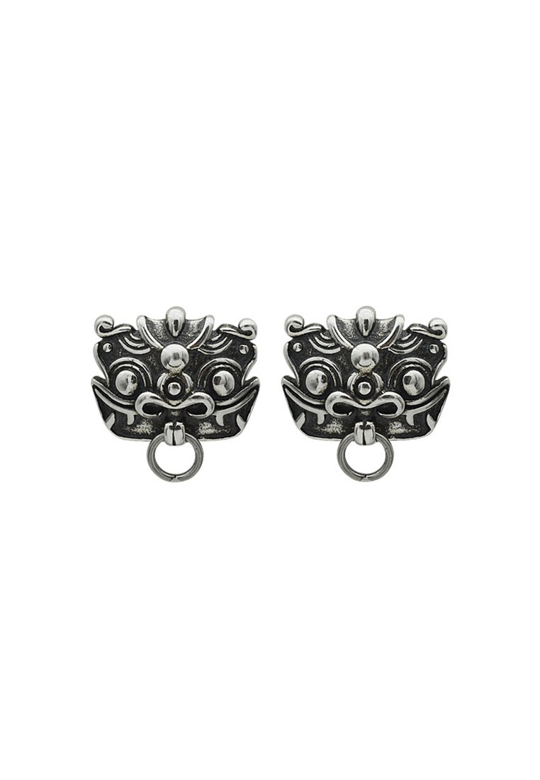 Set of 2 Pair Earrings - Thai Silver Mythical Stud Earrings