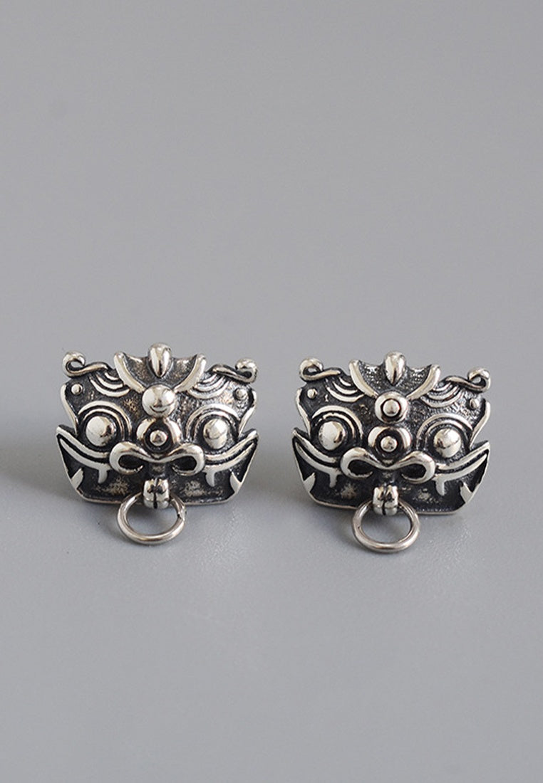 Set of 2 Pair Earrings - Thai Silver Mythical Stud Earrings