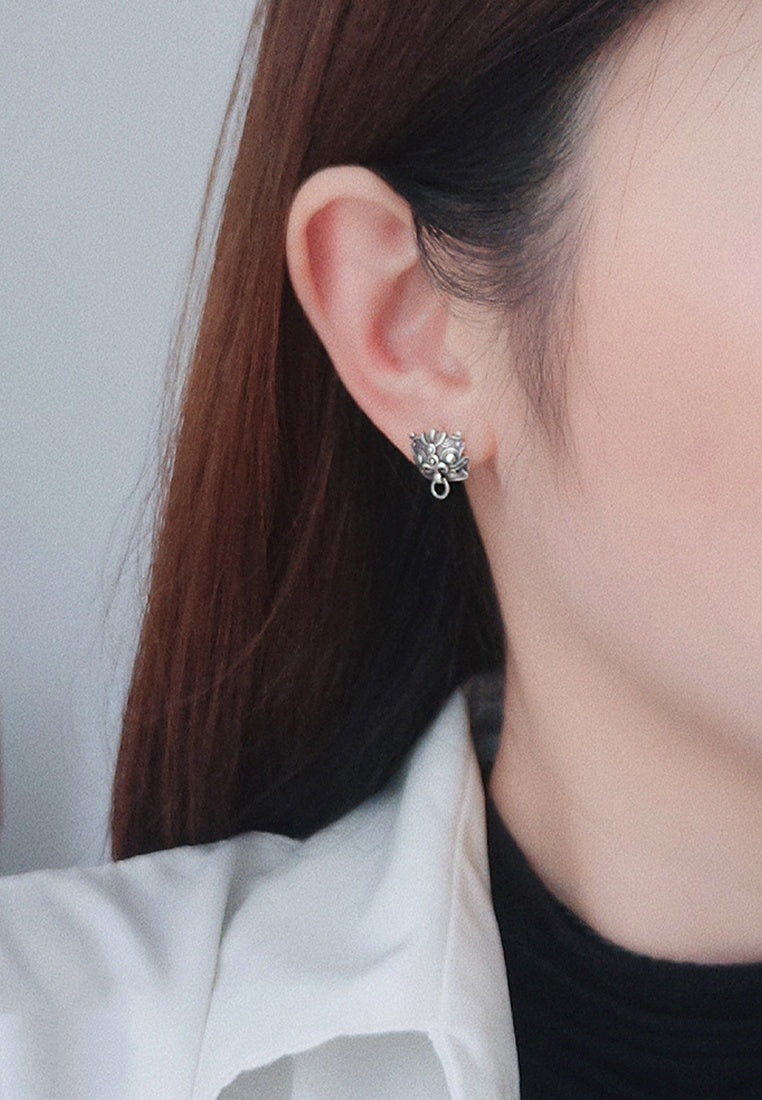 Set of 2 Pair Earrings - Thai Silver Mythical Stud Earrings