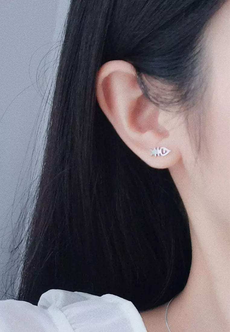 Fish Bone And Cat Earrings