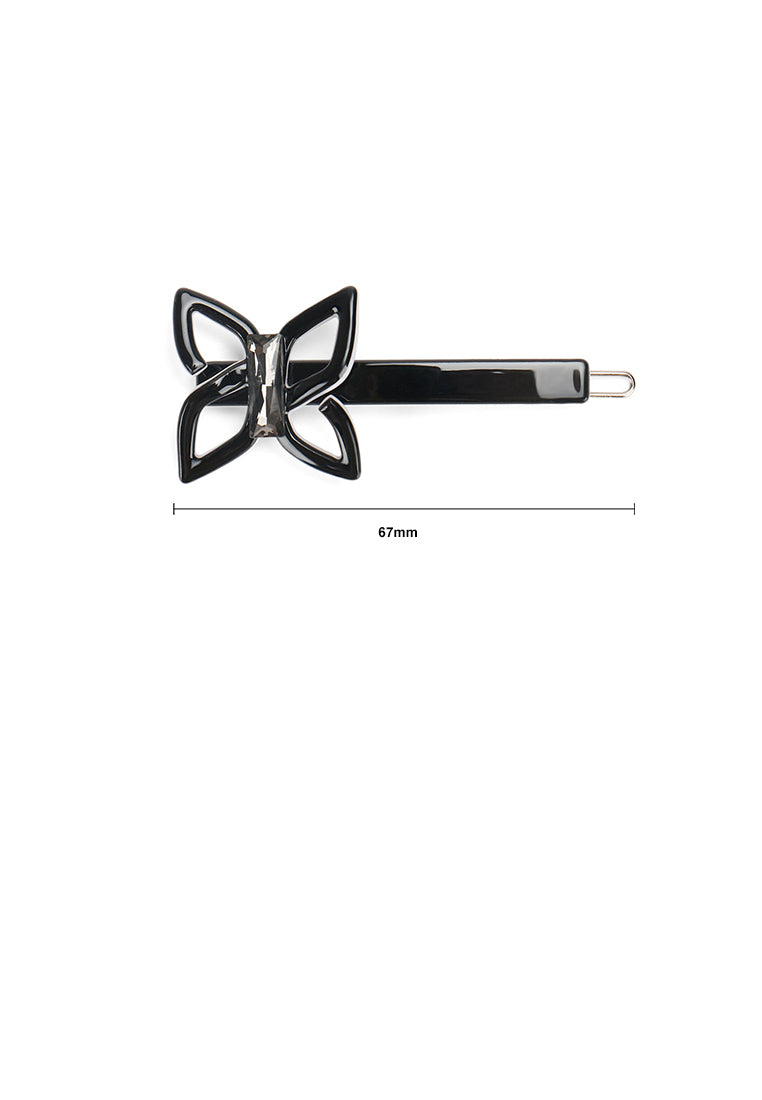 Cute Black Hollow Butterfly Hair Clip With Cubic Zirconia
