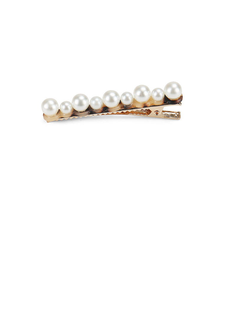 Fashion Simple Light Tortoiseshell Imitation Pearl Hair Clip - Luxurious Look