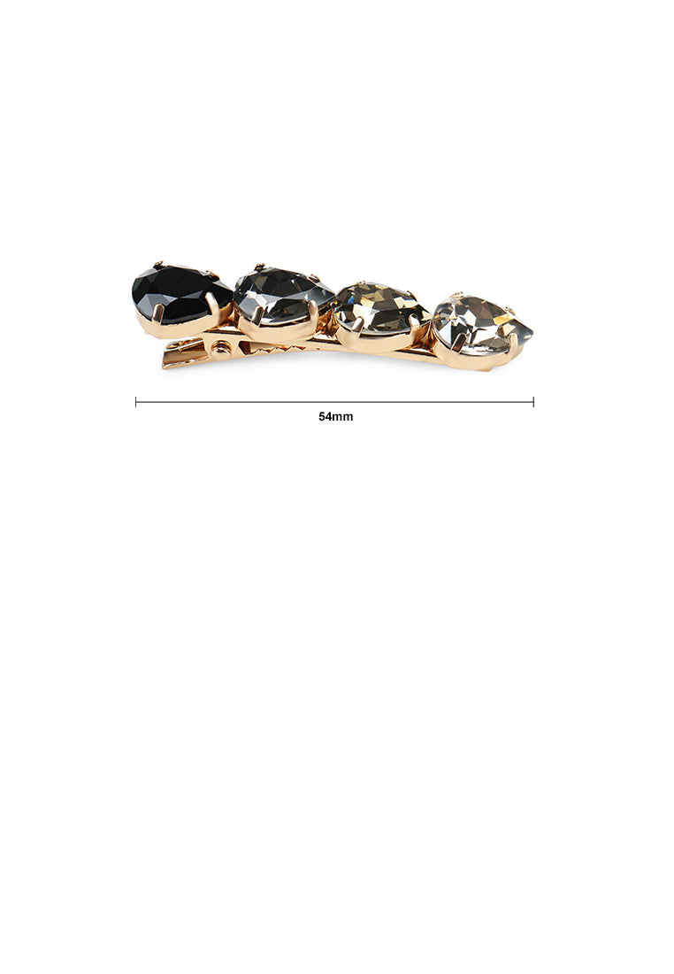 Simple Temperament Plated Gold Geometric Black Cubic Zirconia Hair Clip - Luxurious Look