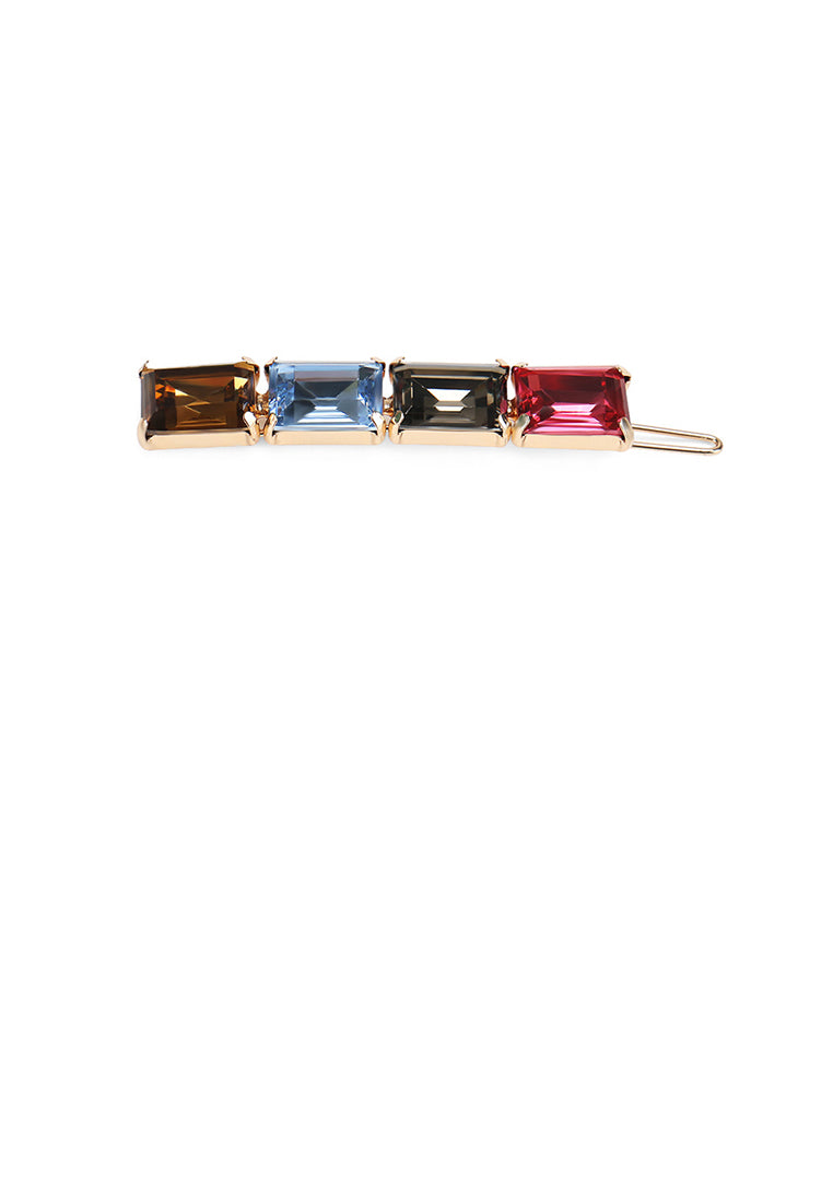 Simple Temperament Plated Rose Gold Geometric Multicolor Cubic Zirconia Hair Clip - Luxurious Look
