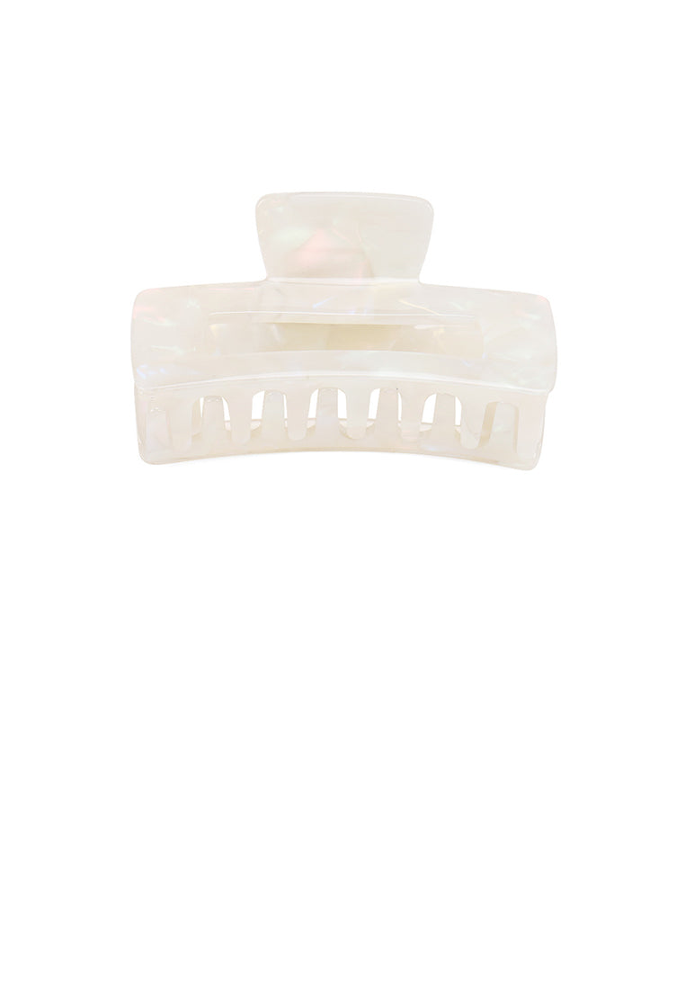 Simple Fashion White Pattern Geometric Rectangle Hair Claw - Elegant Hairpiece