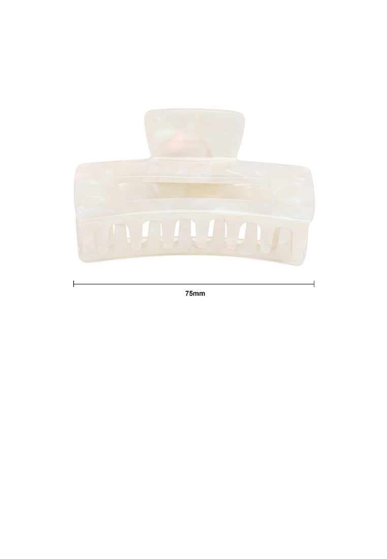 Simple Fashion White Pattern Geometric Rectangle Hair Claw - Elegant Hairpiece