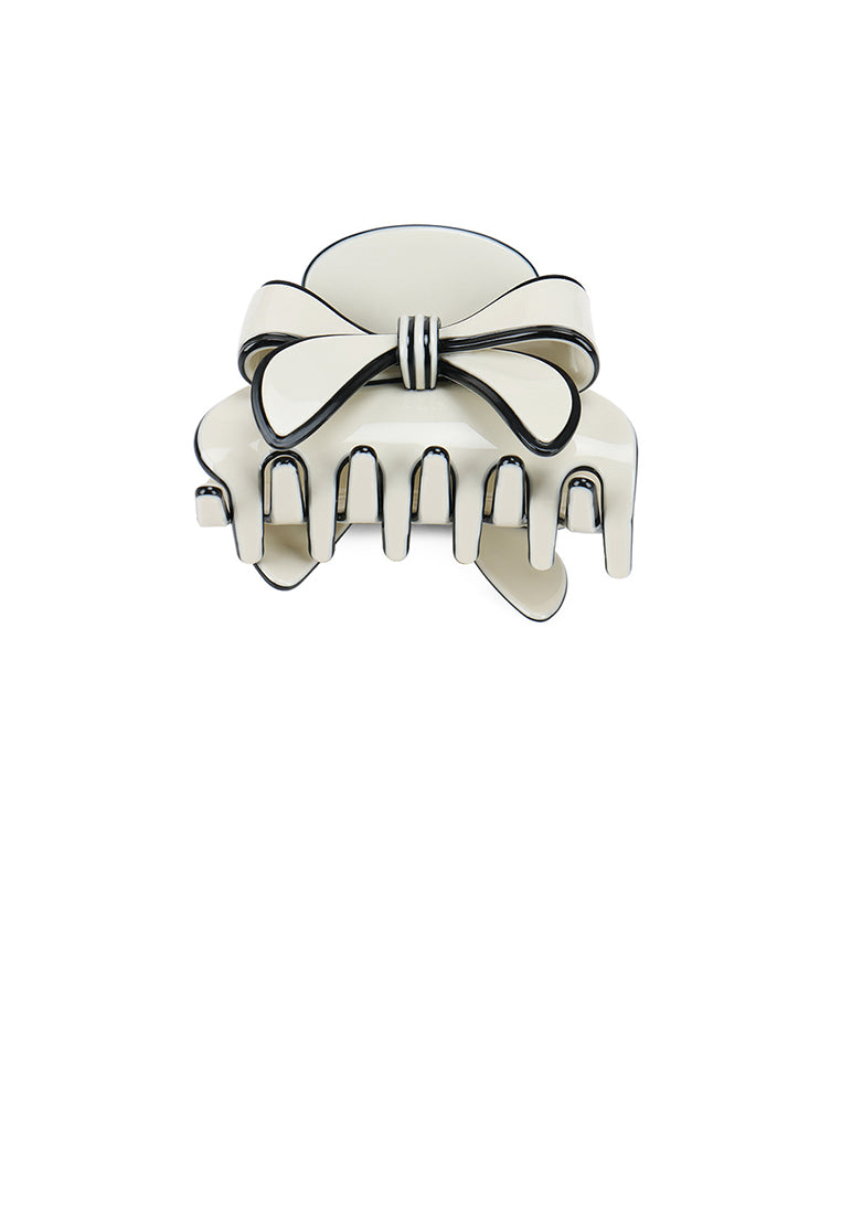 Fashion Cute Ribbon Beige White Hair Claw - Elegant Hairpiece