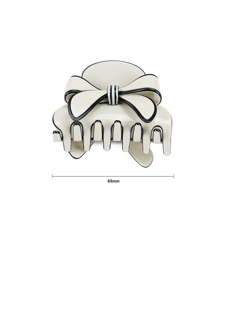 Fashion Cute Ribbon Beige White Hair Claw - Elegant Hairpiece