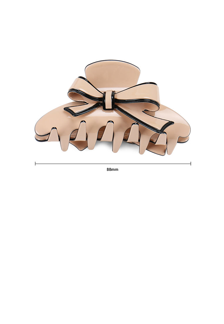 Fashion And Elegant Black Border Ribbon Pink Large Hair Claw - Elegant Hairpiece - Vibrant Color