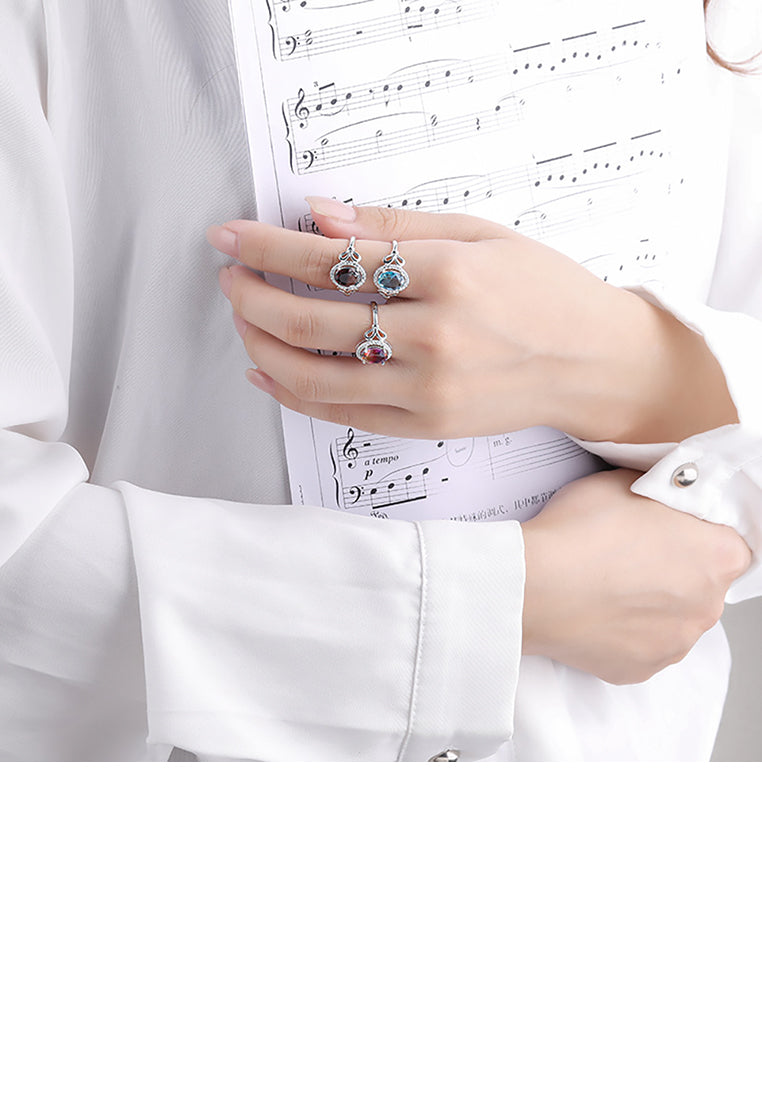 925 Sterling Silver Fashion and Elegant Geometric Bow Black-white Cubic Zirconia Adjustable Ring - Luxurious Look