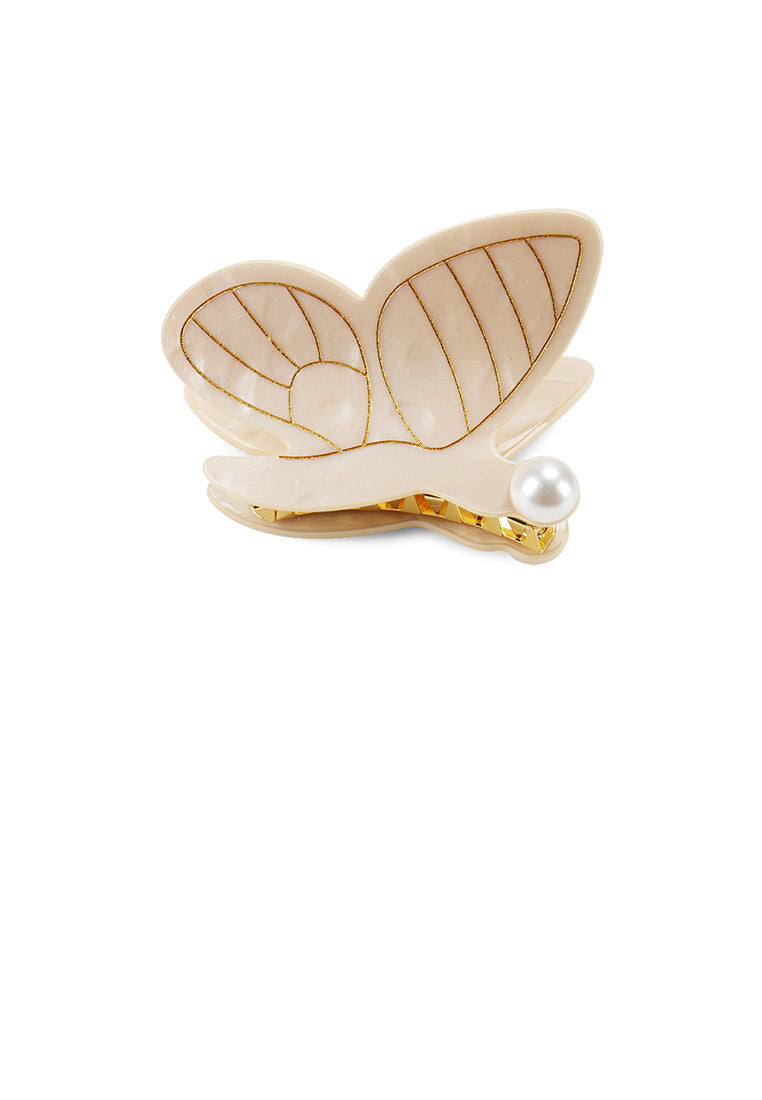 Fashion Temperament Butterfly Imitation Pearl Large Hair Claw - Elegant Hairpiece - Luxurious Look