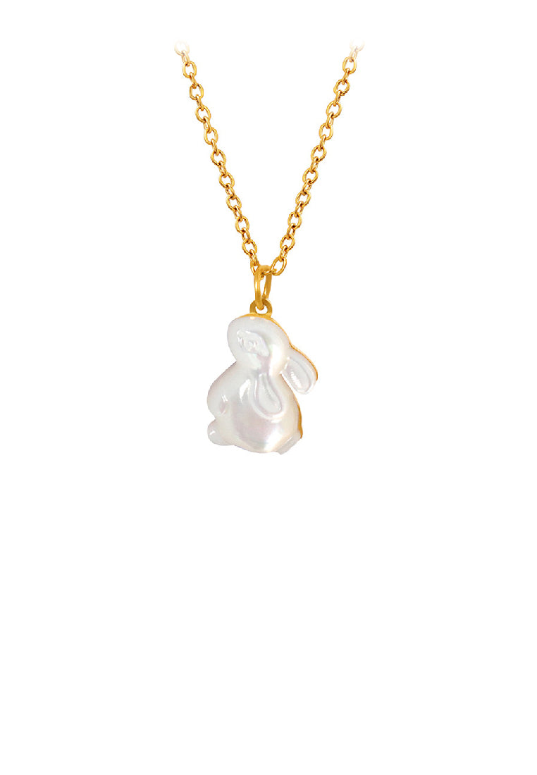 Fashion Simple Plated Gold 316L Stainless Steel Rabbit Pendant with Necklace