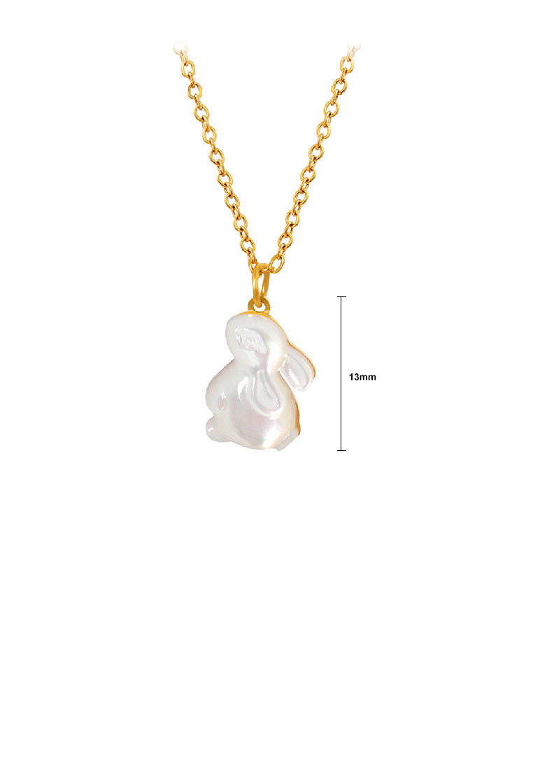 Fashion Simple Plated Gold 316L Stainless Steel Rabbit Pendant with Necklace