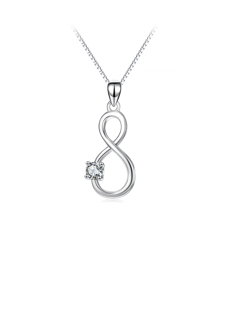 925 Sterling Silver Fashion Simple Infinity Symbol Pendant with Cubic Zirconia and Necklace - Luxurious Look