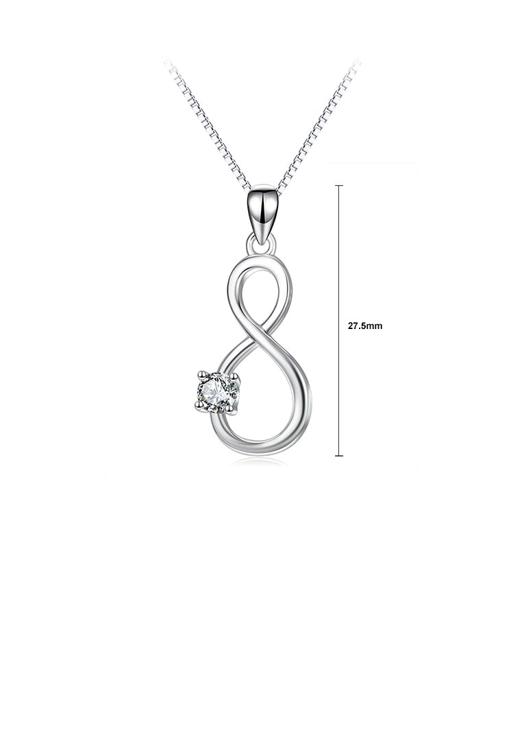 925 Sterling Silver Fashion Simple Infinity Symbol Pendant with Cubic Zirconia and Necklace - Luxurious Look