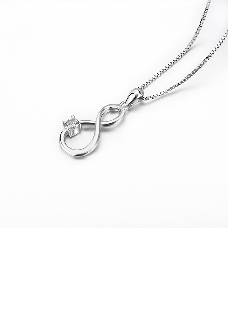 925 Sterling Silver Fashion Simple Infinity Symbol Pendant with Cubic Zirconia and Necklace - Luxurious Look