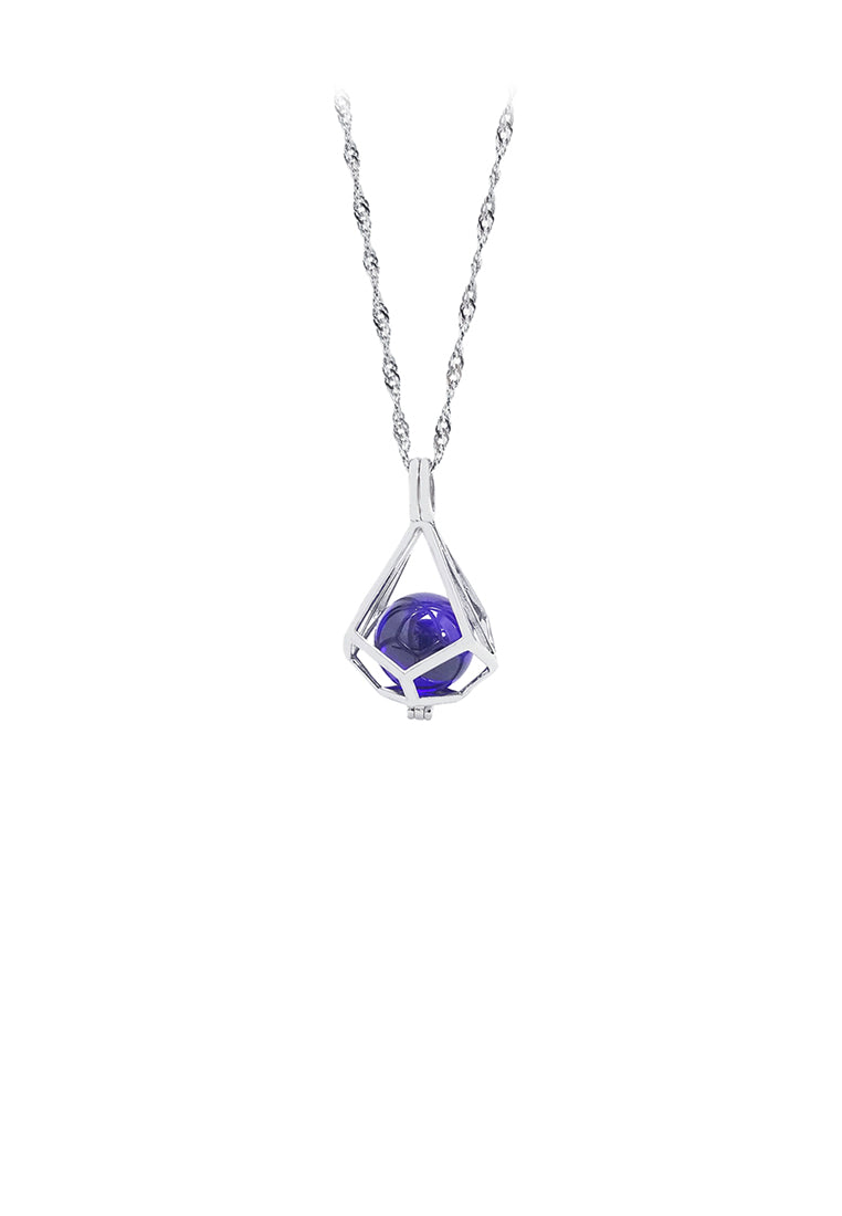925 Sterling Silver Fashion Simple Geometric Purple Freshwater Pearl Pendant with Necklace - Luxurious Look