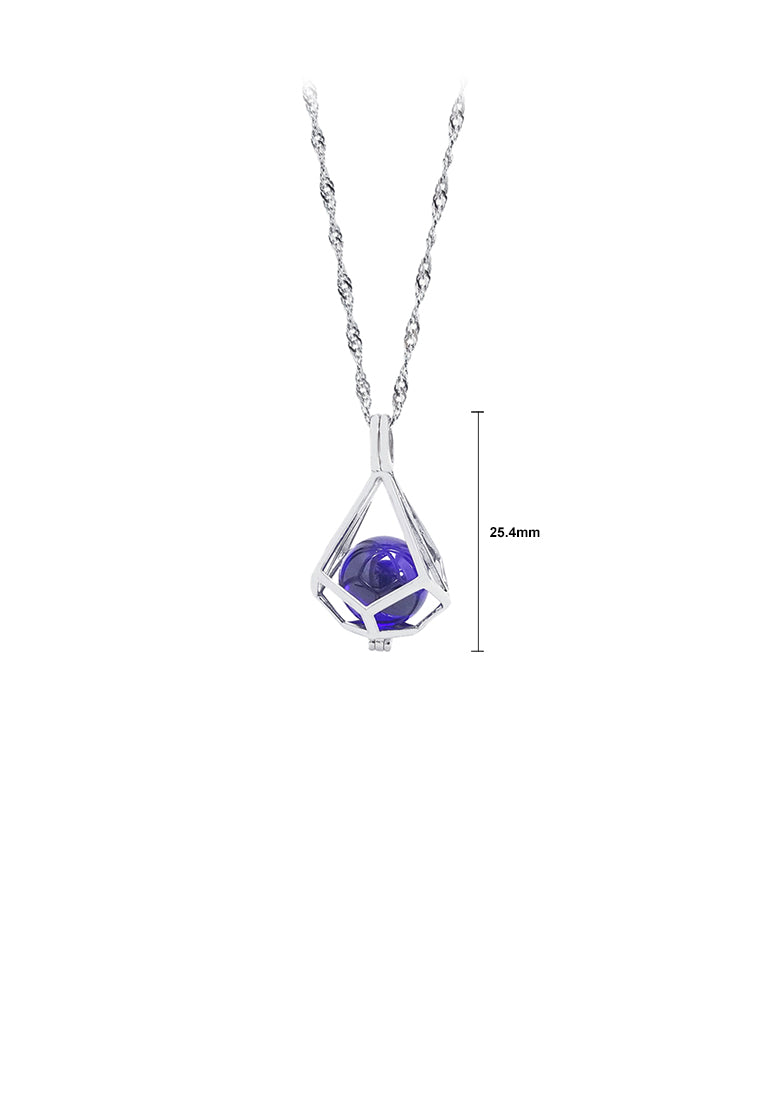925 Sterling Silver Fashion Simple Geometric Purple Freshwater Pearl Pendant with Necklace - Luxurious Look