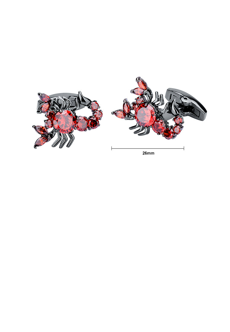 Fashion Creative Scorpion Cufflinks with Red Cubic Zirconia - Luxurious Look - Vibrant Color