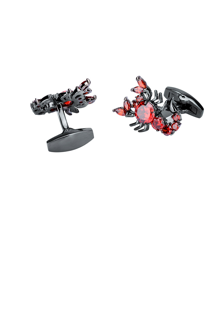 Fashion Creative Scorpion Cufflinks with Red Cubic Zirconia - Luxurious Look - Vibrant Color