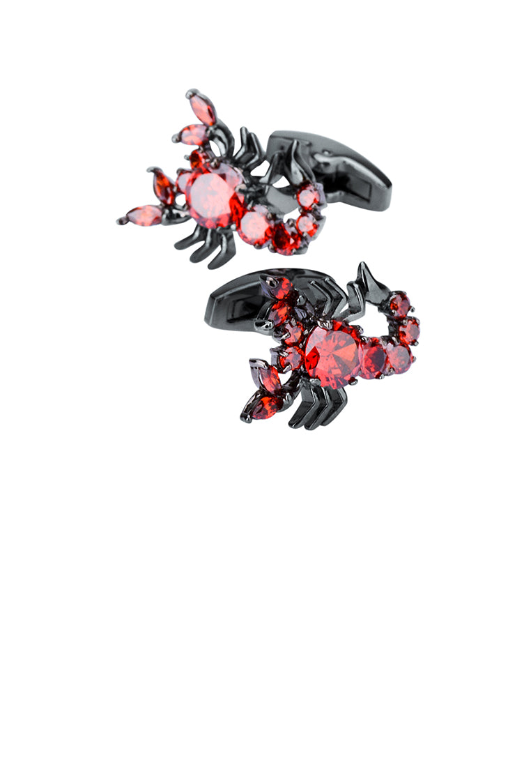 Fashion Creative Scorpion Cufflinks with Red Cubic Zirconia - Luxurious Look - Vibrant Color