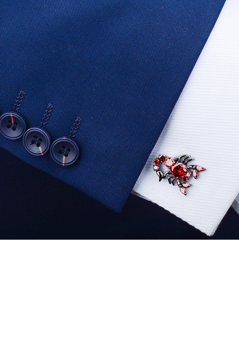 Fashion Creative Scorpion Cufflinks with Red Cubic Zirconia - Luxurious Look - Vibrant Color