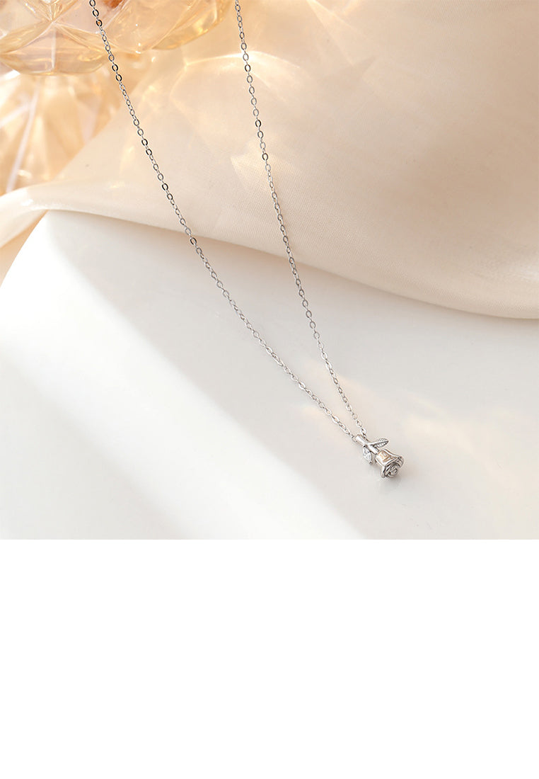 925 Sterling Silver Simple Cute Tulip Pendant with Necklace