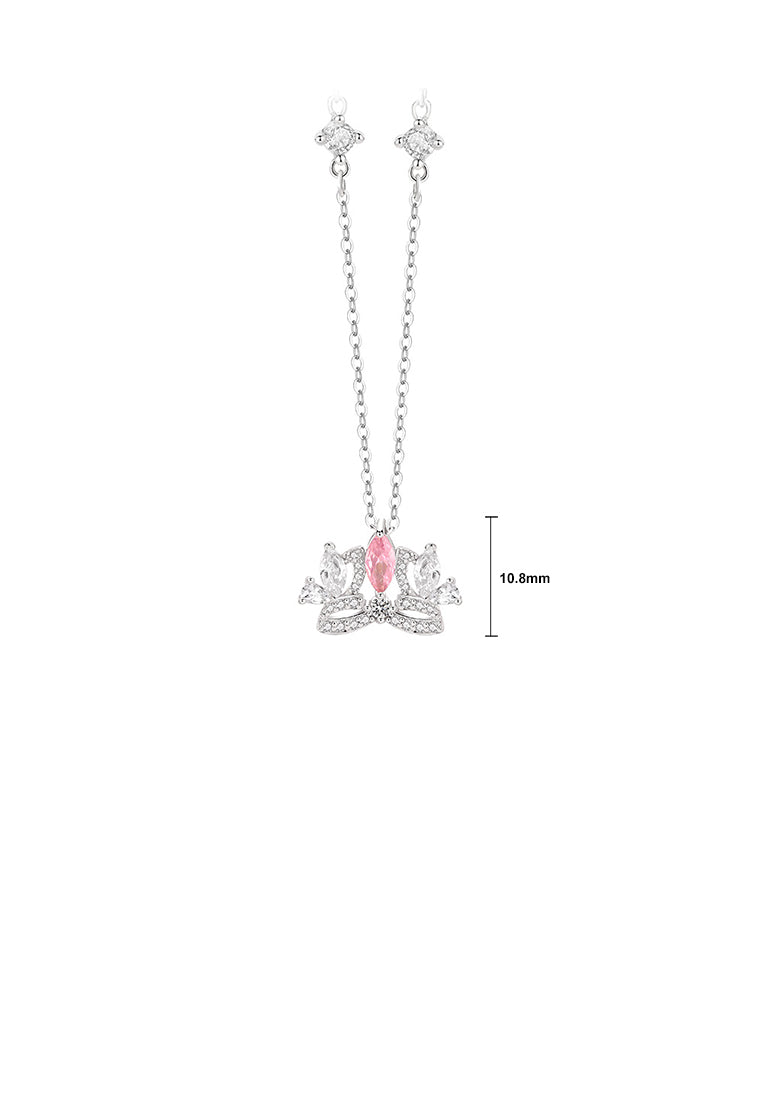 925 Sterling Silver Fashion and Elegant Crown Pendant with Cubic Zirconia and Necklace - Luxurious Look