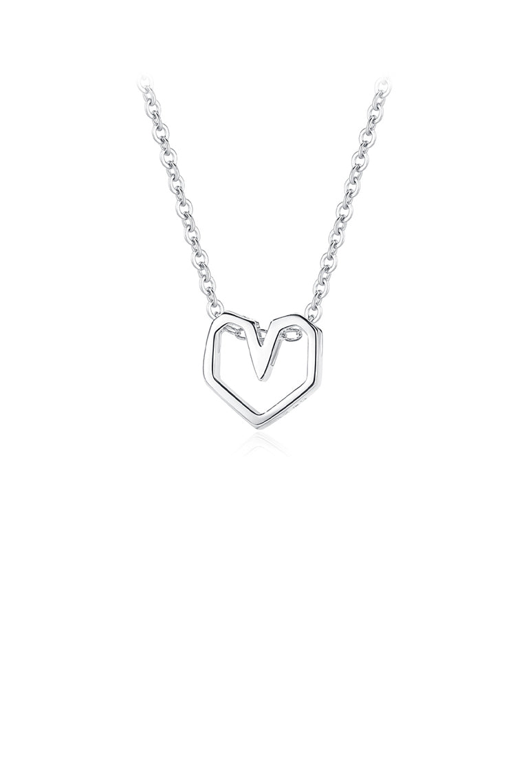 925 Sterling Silver Fashion Simple Hollow Heart-shaped Pendant with Necklace