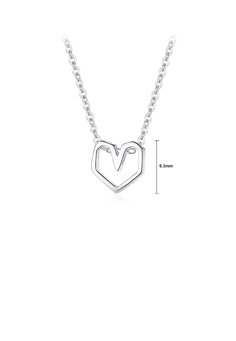 925 Sterling Silver Fashion Simple Hollow Heart-shaped Pendant with Necklace