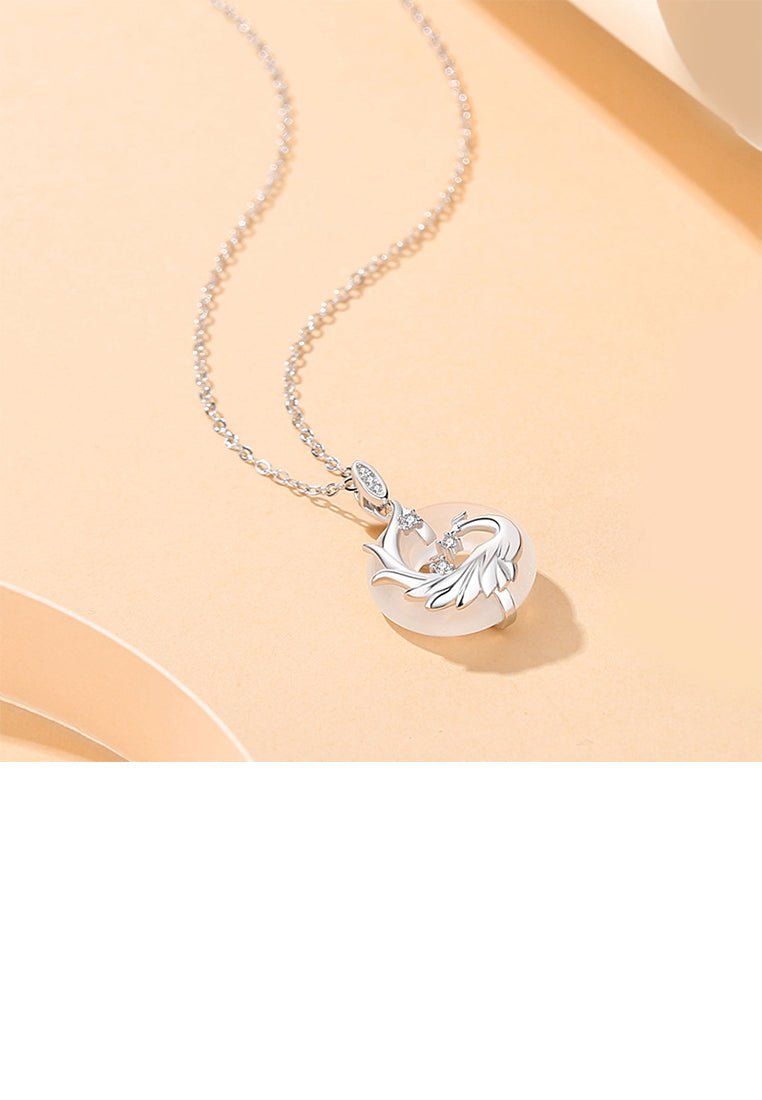 925 Sterling Silver Fashion Creative Phoenix Safety Buckle Pendant with Cubic Zirconia and Necklace - Luxurious Look