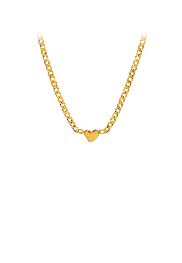 Simple Fashion Plated Gold 316L Stainless Steel Heart Necklace