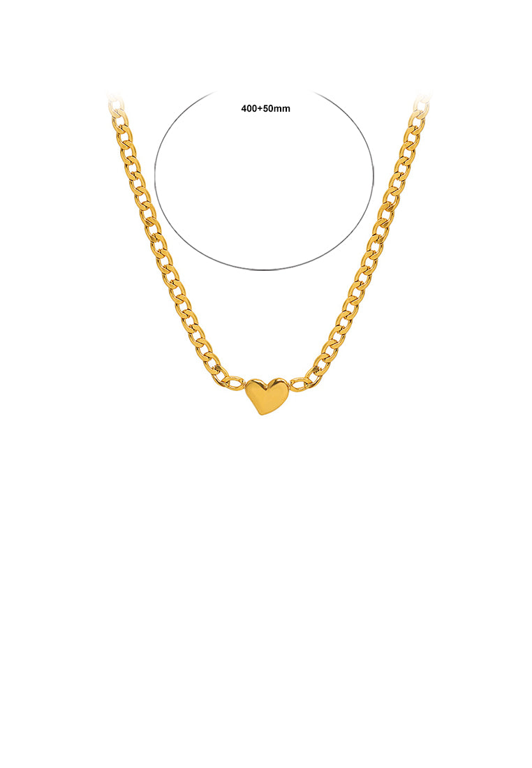 Simple Fashion Plated Gold 316L Stainless Steel Heart Necklace