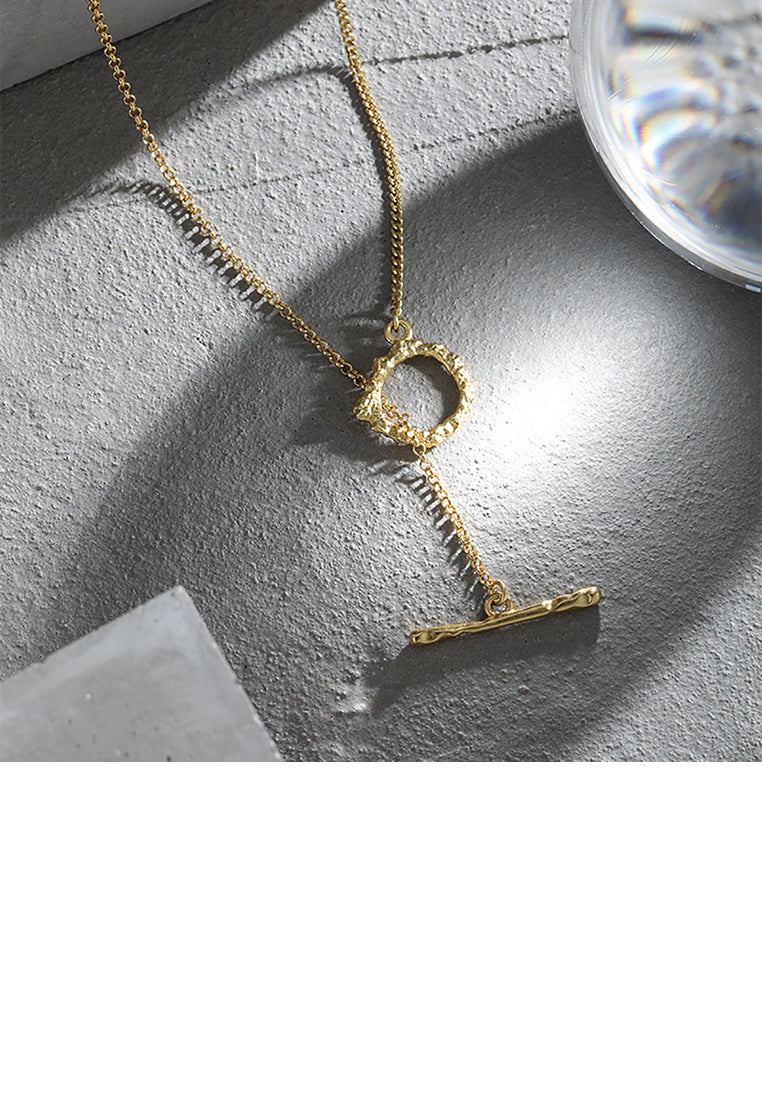 925 Sterling Silver Plated Gold Simple Fashion Geometric Circle Necklace