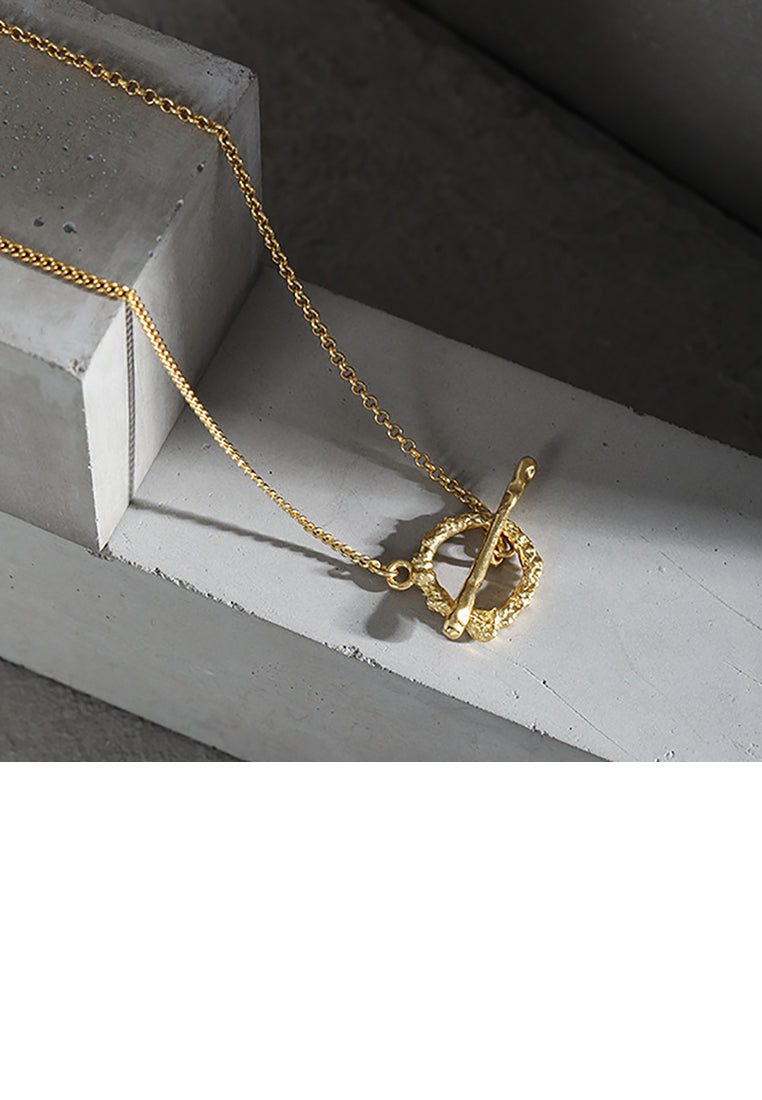 925 Sterling Silver Plated Gold Simple Fashion Geometric Circle Necklace