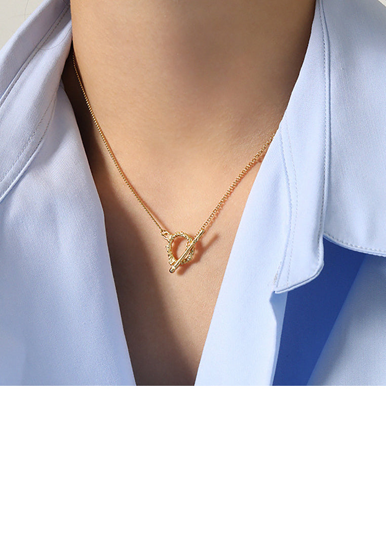 925 Sterling Silver Plated Gold Simple Fashion Geometric Circle Necklace