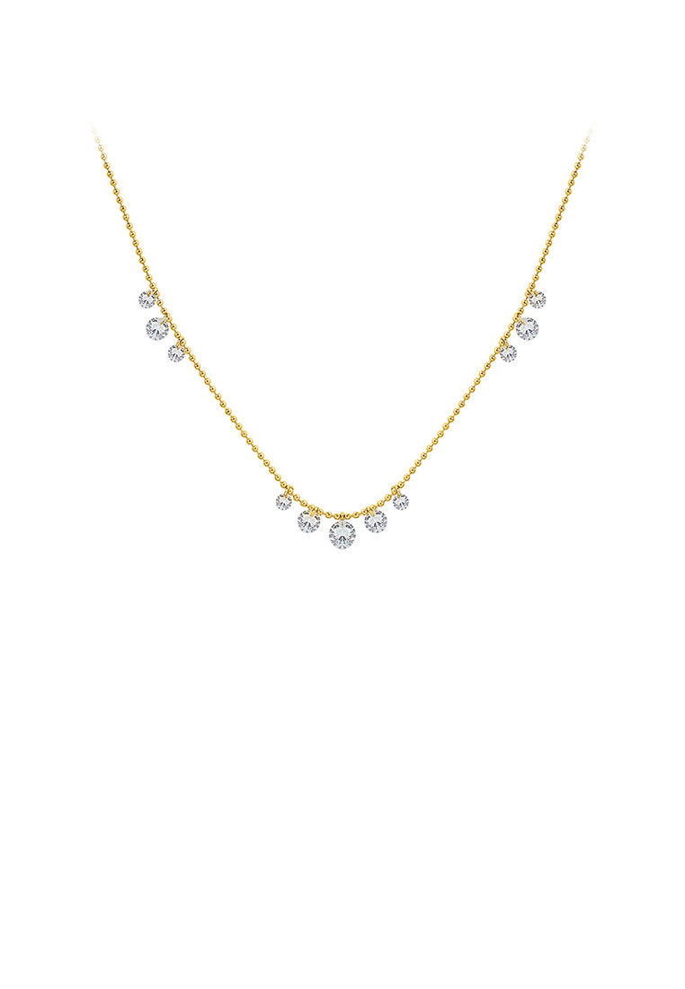 Simple Temperament Plated Gold Geometric Round Cubic Zirconia 316L Stainless Steel Necklace - Luxurious Look