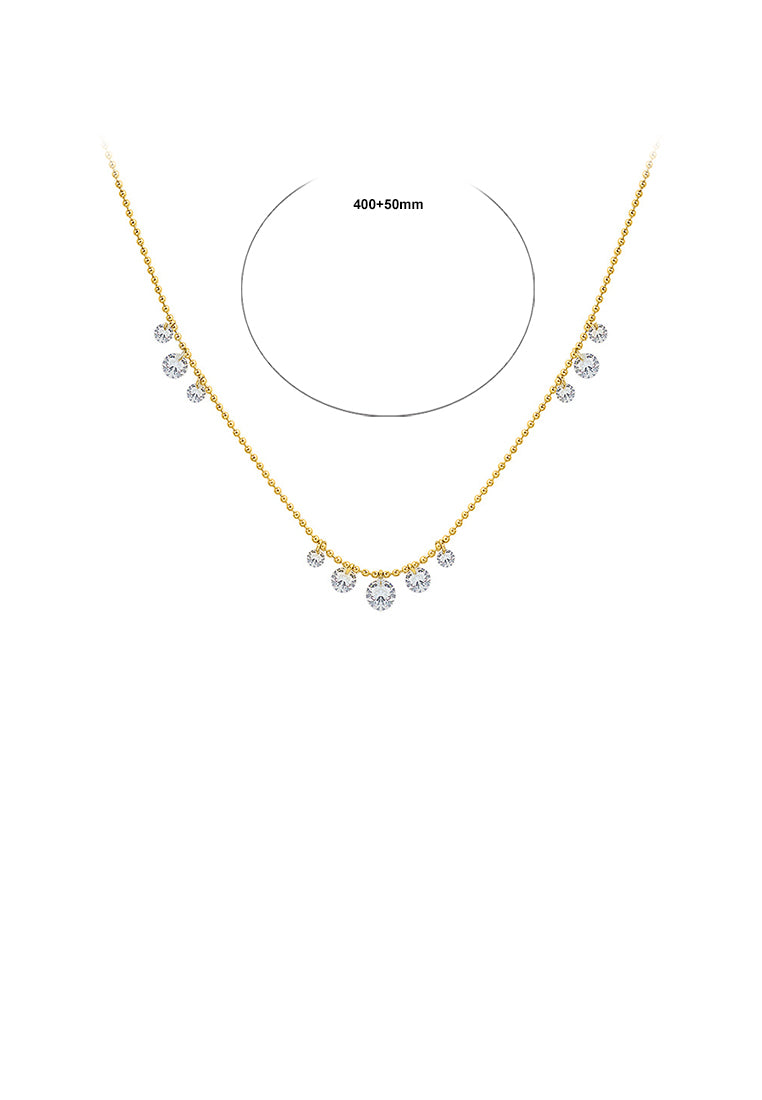 Simple Temperament Plated Gold Geometric Round Cubic Zirconia 316L Stainless Steel Necklace - Luxurious Look