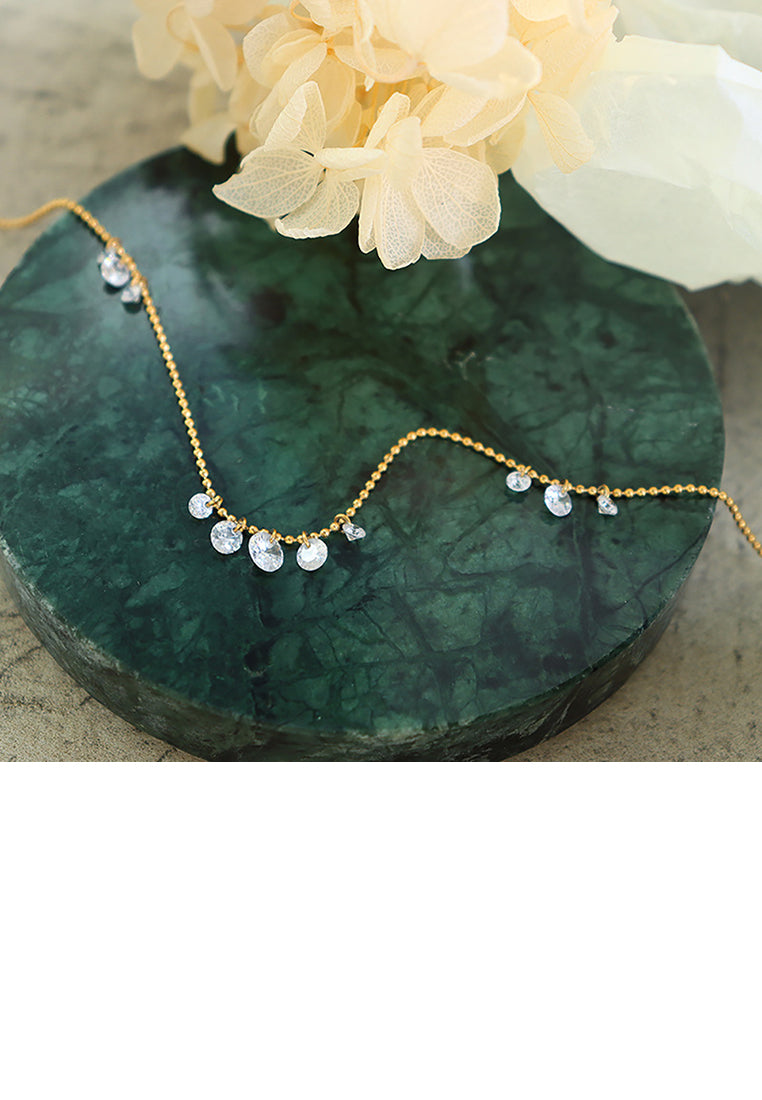 Simple Temperament Plated Gold Geometric Round Cubic Zirconia 316L Stainless Steel Necklace - Luxurious Look