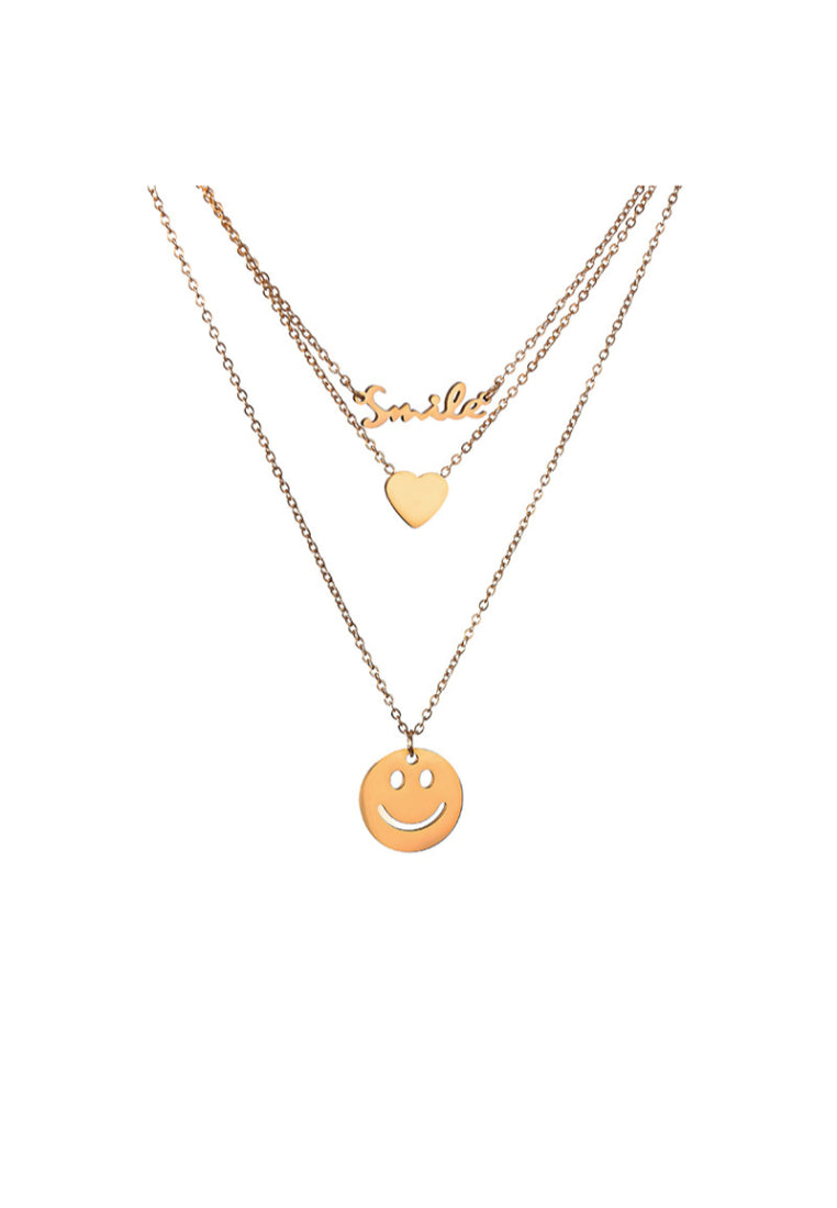 Fashion Simple Plated Gold Alphabet BABY Heart Double Layer Necklace with Cubic Zirconia - Luxurious Look