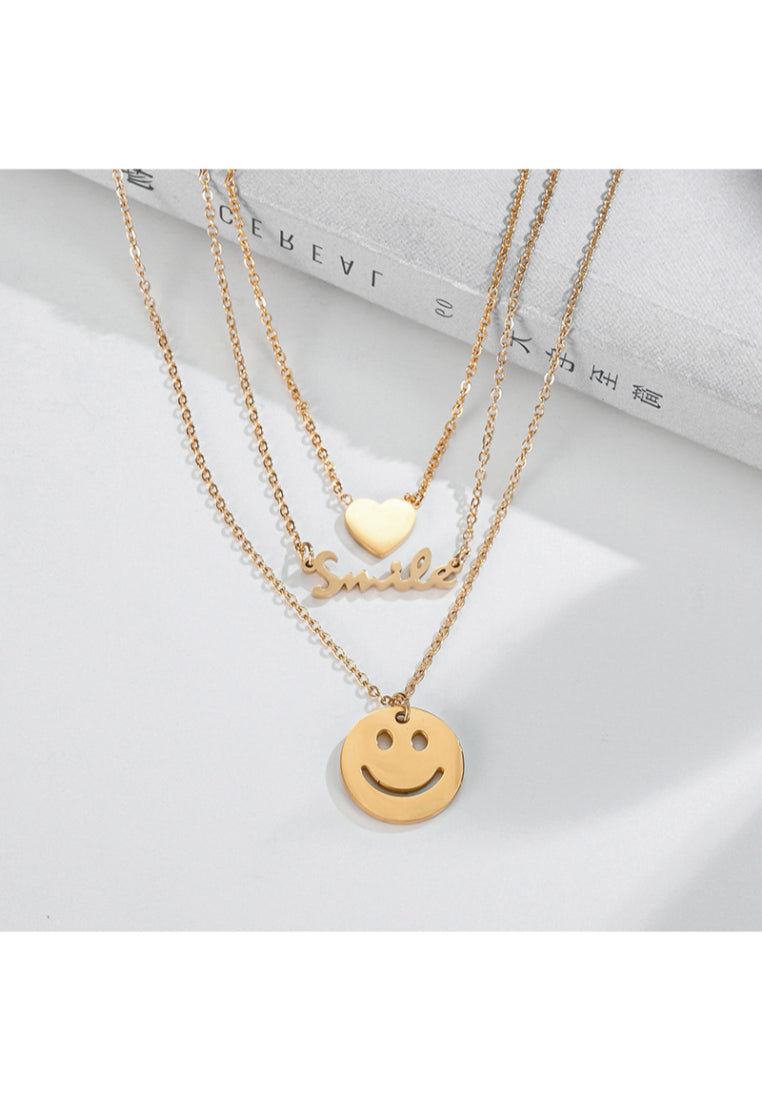 Fashion Simple Plated Gold Alphabet BABY Heart Double Layer Necklace with Cubic Zirconia - Luxurious Look