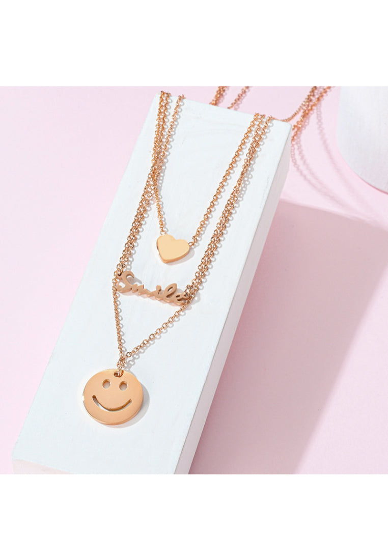 Fashion Simple Plated Gold Alphabet BABY Heart Double Layer Necklace with Cubic Zirconia - Luxurious Look
