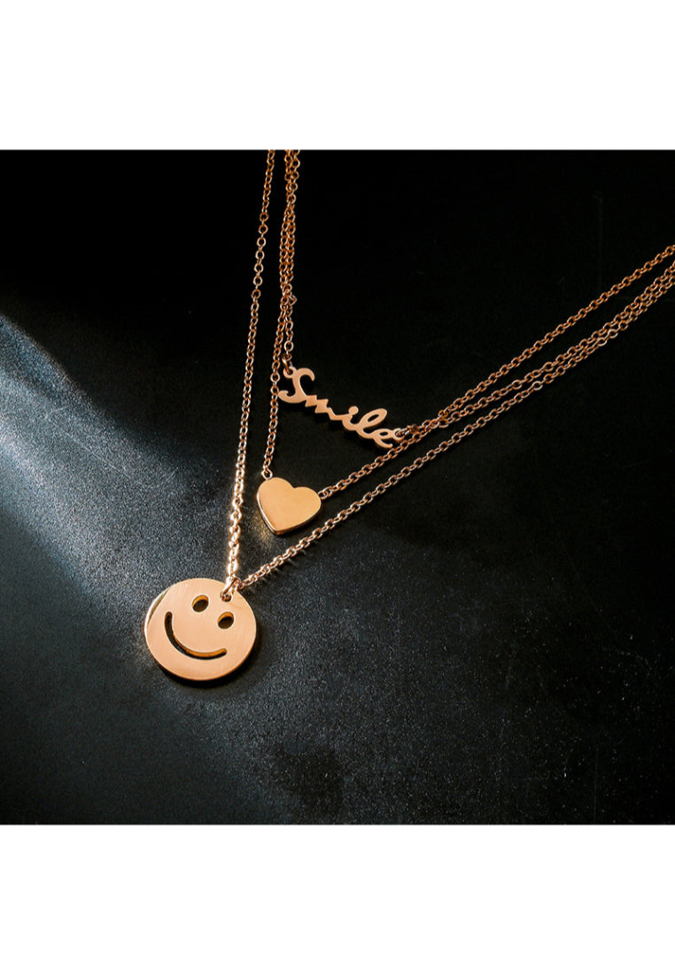 Fashion Simple Plated Gold Alphabet BABY Heart Double Layer Necklace with Cubic Zirconia - Luxurious Look