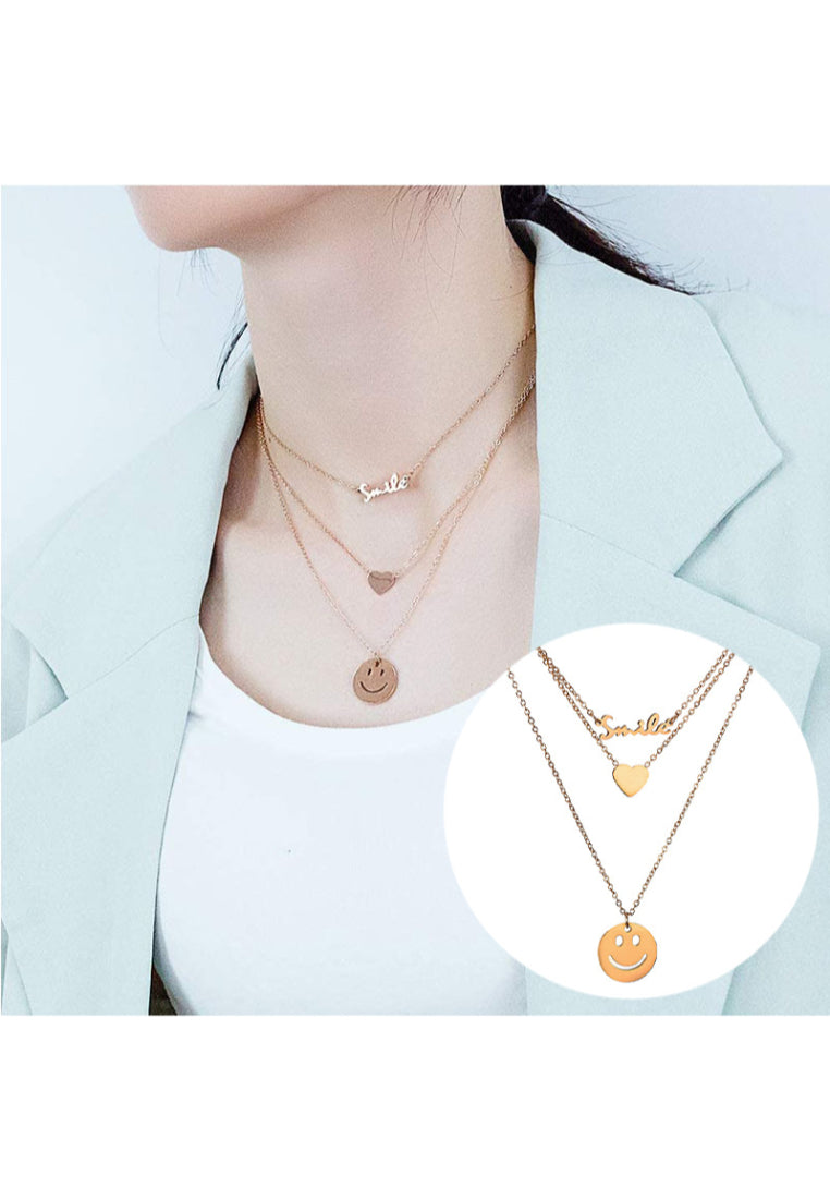 Fashion Simple Plated Gold Alphabet BABY Heart Double Layer Necklace with Cubic Zirconia - Luxurious Look