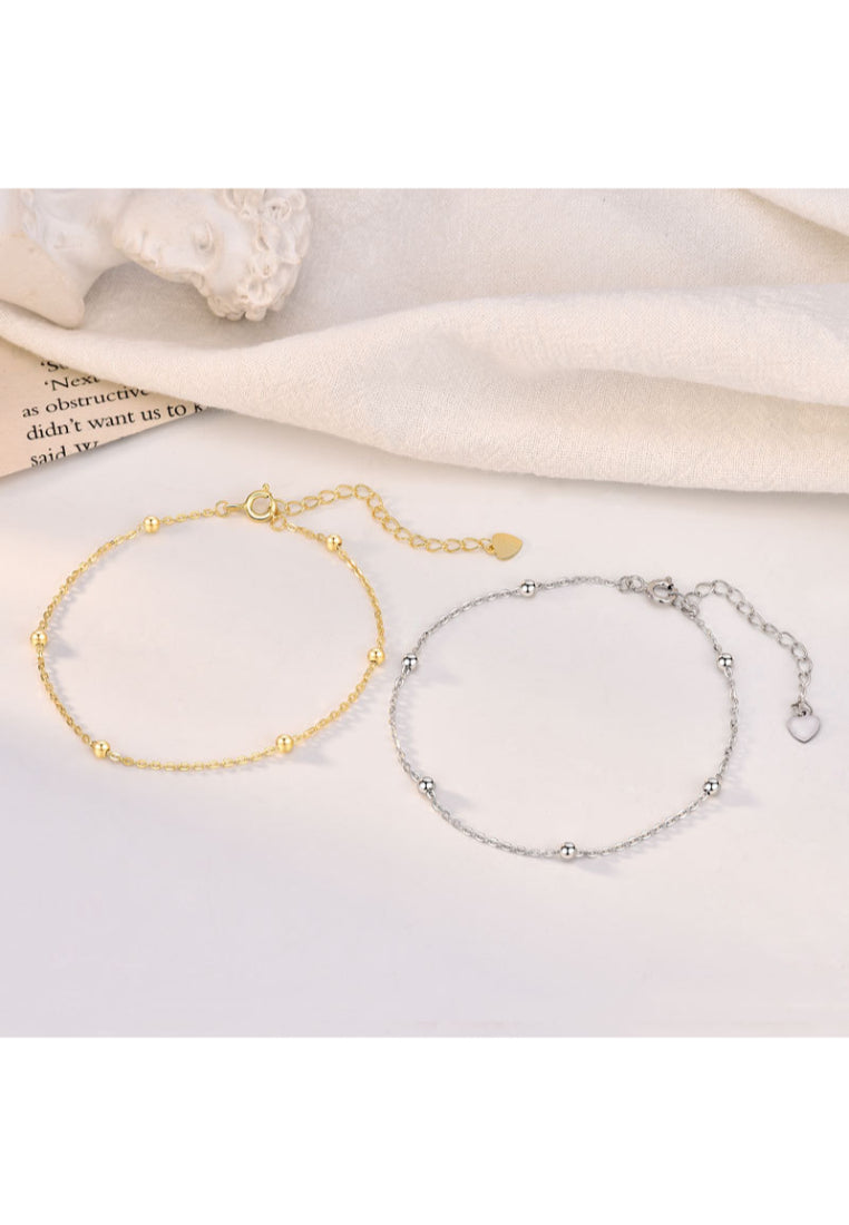 925 Sterling Silver Simple Fashion Round Bead Bracelet