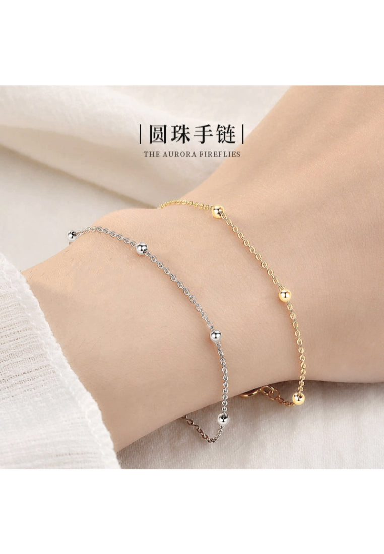 925 Sterling Silver Simple Fashion Round Bead Bracelet