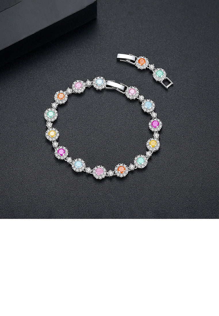 Simple Fashion Geometric Round Color Cubic Zirconia Bracelet - Luxurious Look