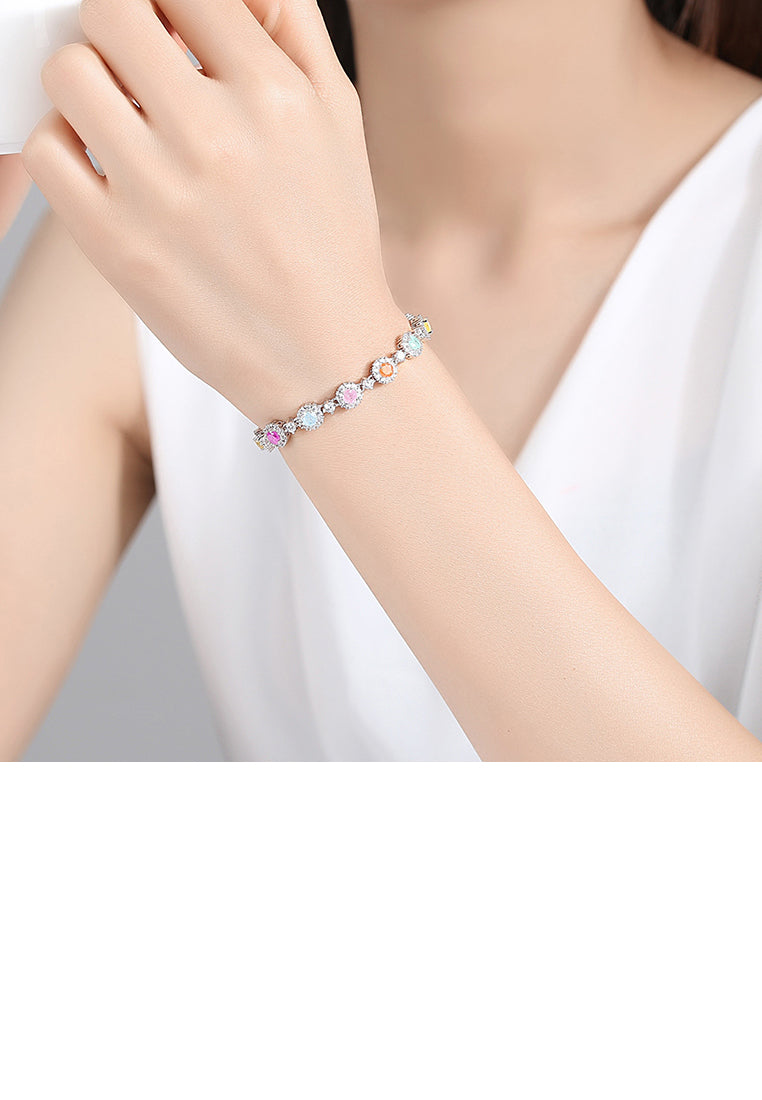 Simple Fashion Geometric Round Color Cubic Zirconia Bracelet - Luxurious Look