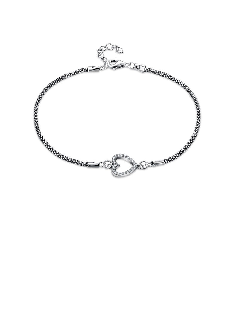 925 Sterling Silver Fashion Simple Hollow Heart Cubic Zirconia Bracelet - Luxurious Look